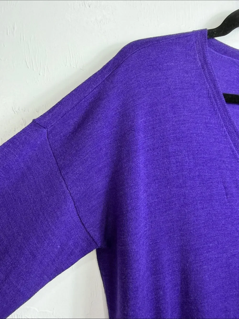 Eileen Fisher Merino Wool Tunic Sweater Purple V Neck Pockets PL Petite